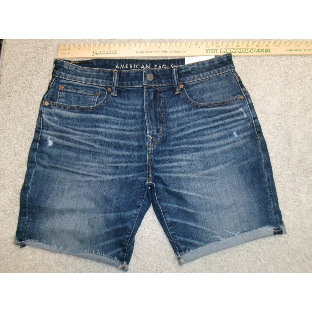 American Eagle Airflex+ Move-Free Athletic Jean Shorts Medium Wash Blue Size 32 - Picture 1 of 5